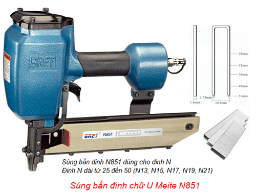  Súng bắn đinh chữ U BRET N851 