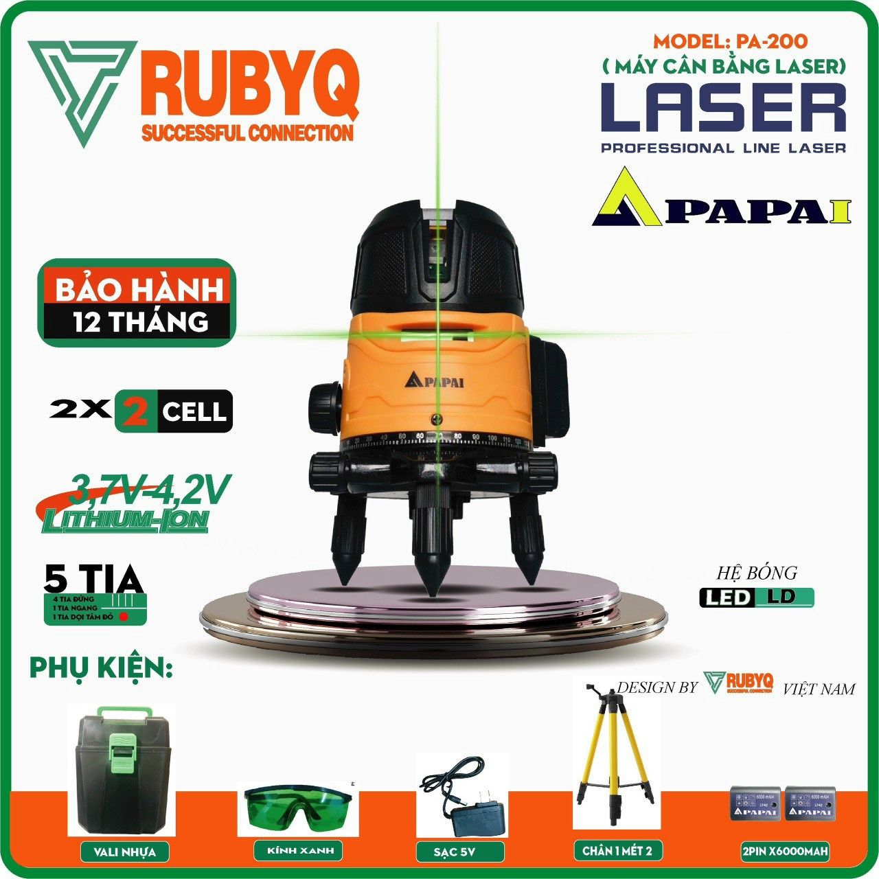  Máy cân mực laser 5 tia xanh RUBYQ PA-200 