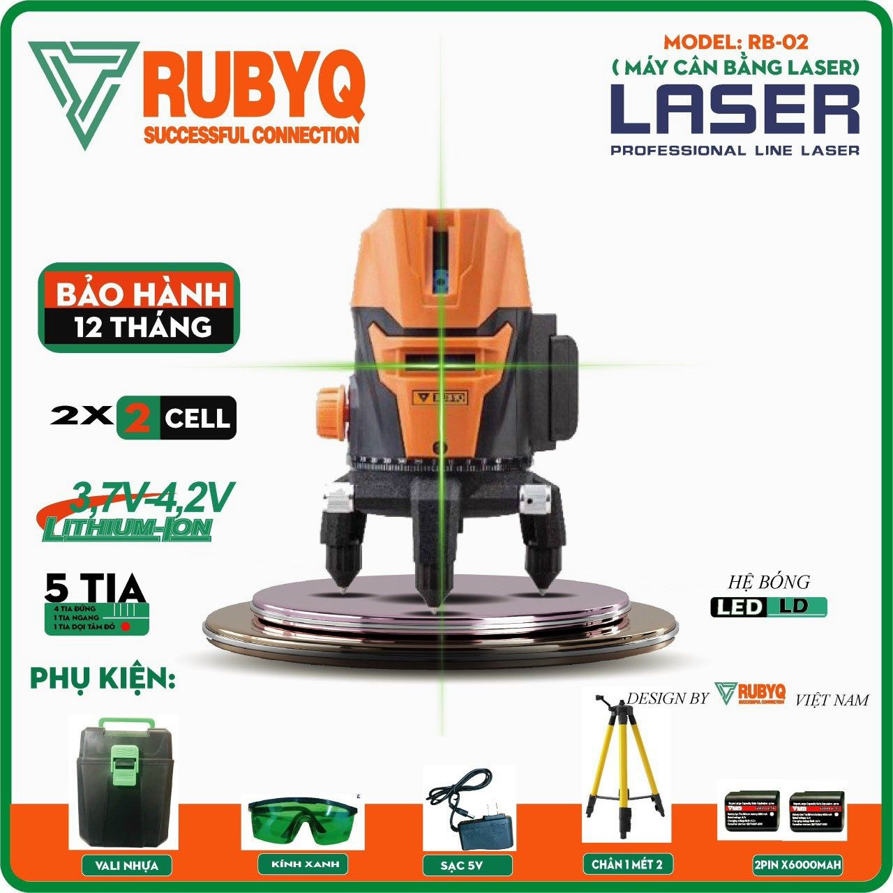  Máy cân mực laser 5 tia xanh RUBYQ RB-02 