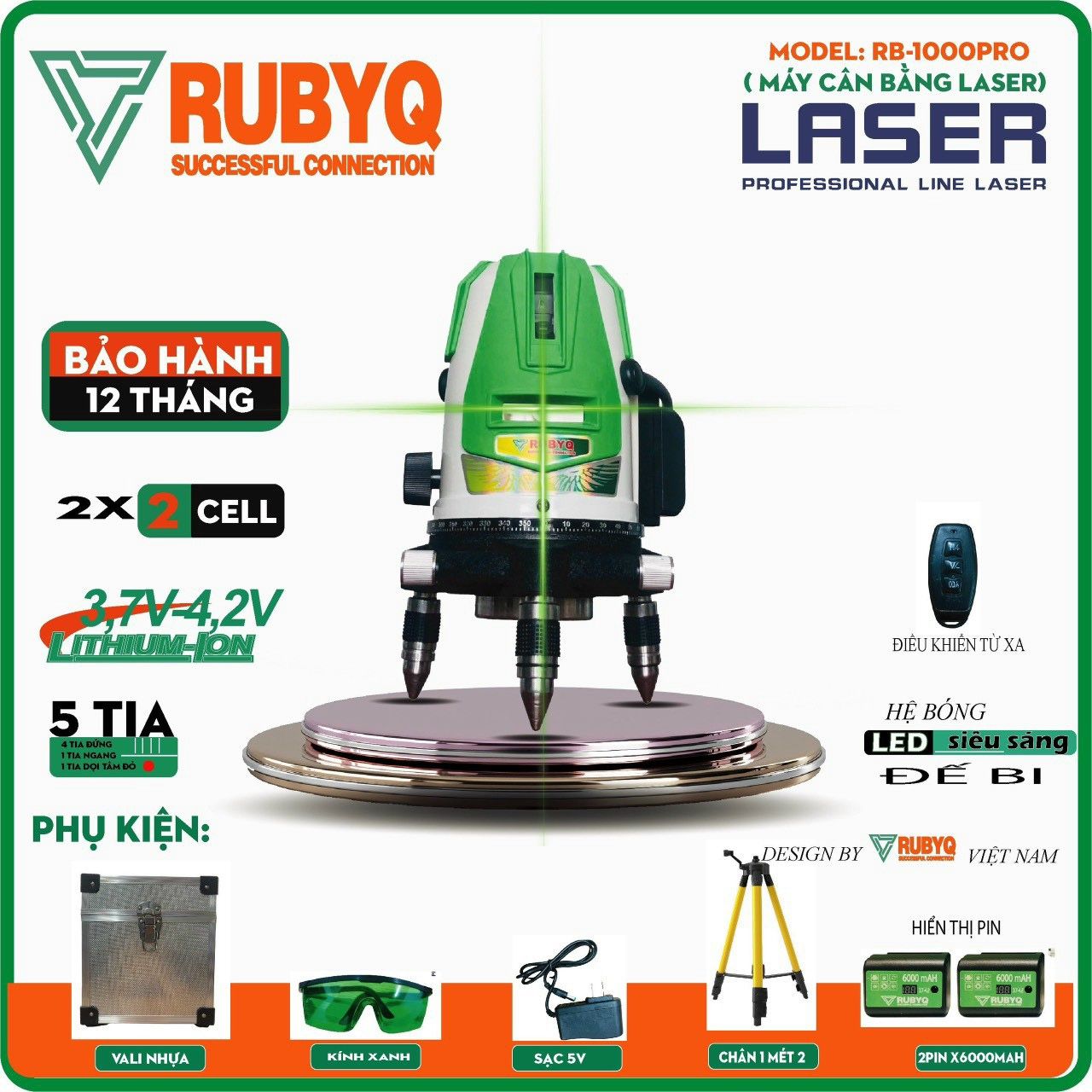  Máy cân mực laser 5 tia xanh RUBYQ RB-1000PRO 