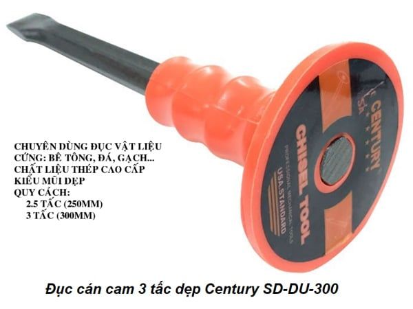  Đục cán cam 3 tấc dẹp CENTURY SD-DU-300 