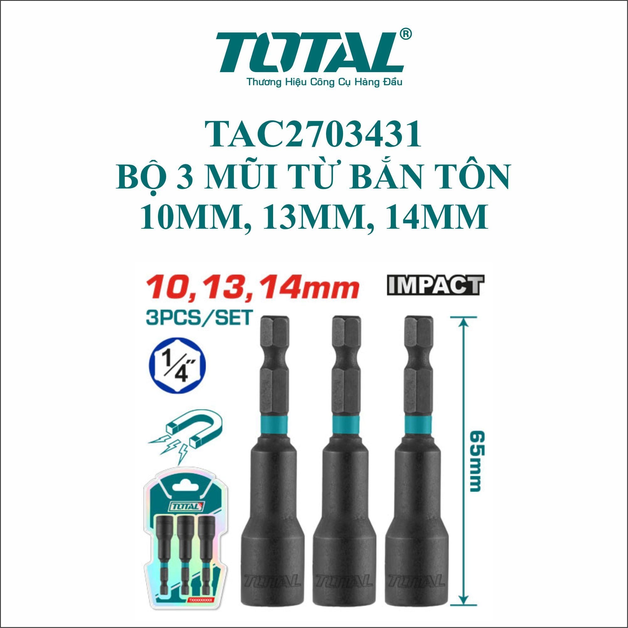  Bộ 3 mũi từ bắn tôn 10mm, 13mm, 14mm Total TAC2703431 