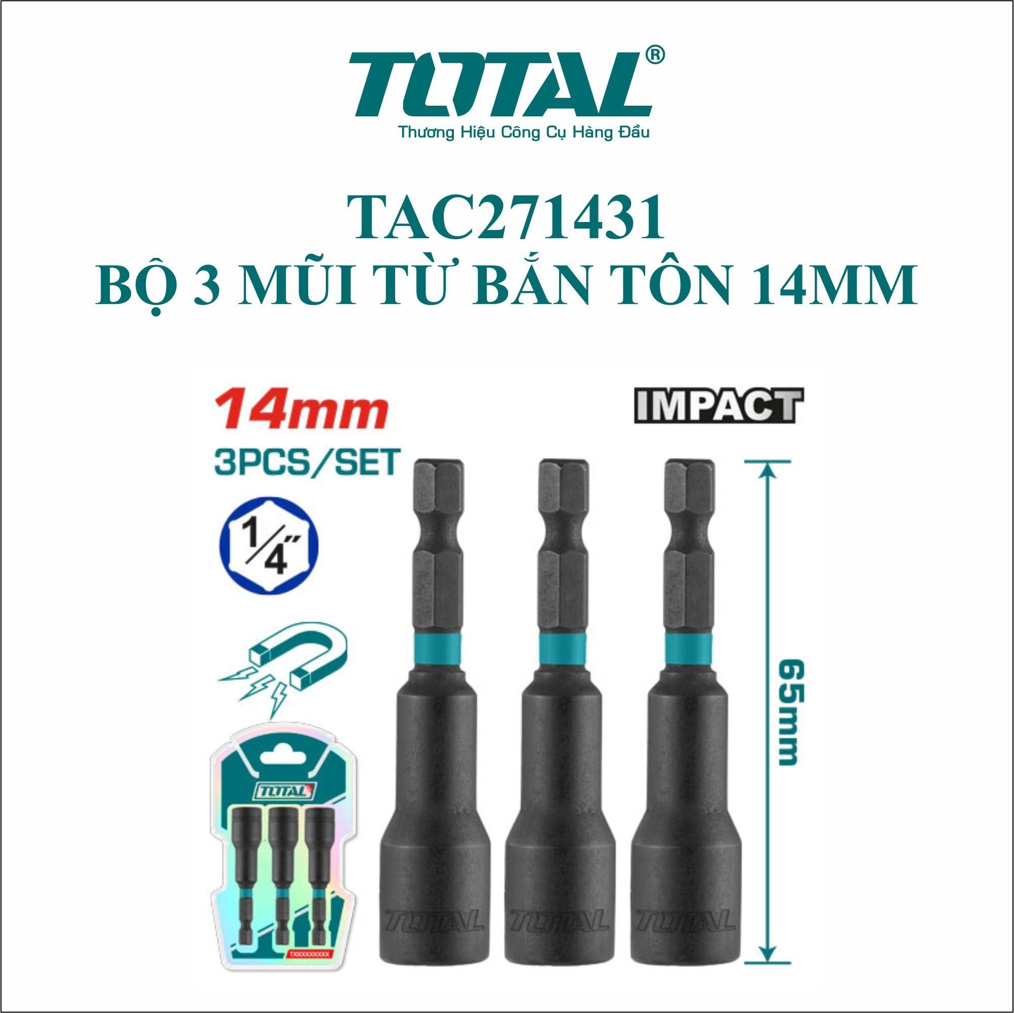  Bộ 3 mũi từ bắn tôn 14mm Total TAC271431 