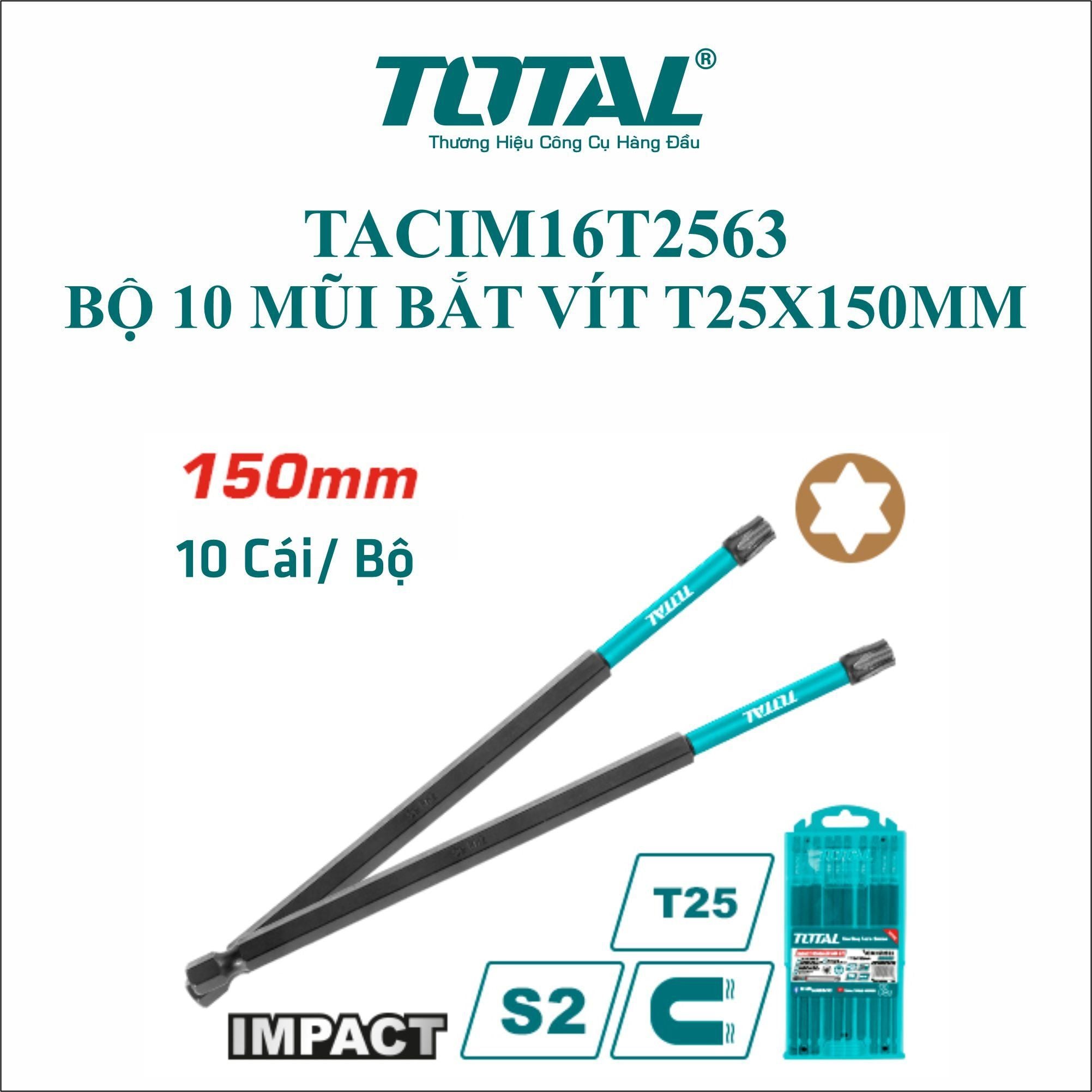  Bộ 10 mũi bắt vít T25x150mm Total TACIM16T2563 