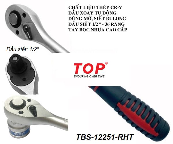  Cần tự động 1/2 Inch vuông nhanh 36 răng cán bọc nhựa đỏ đen TOP TBS-12251-RHT 