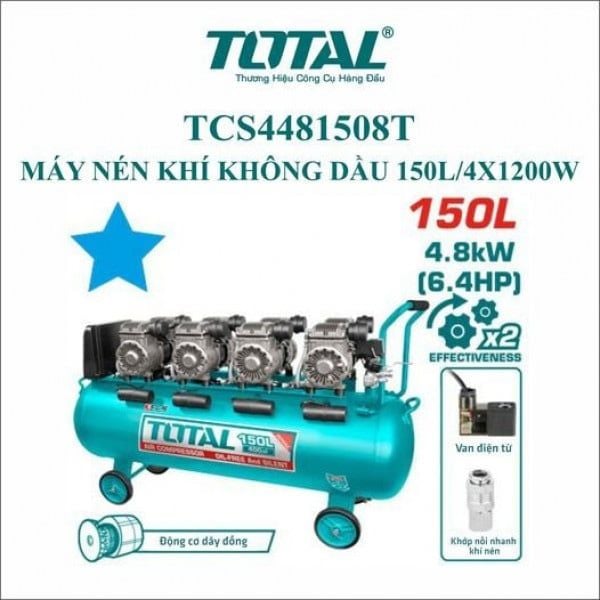  Máy nén khí không dầu 100L/4x1200W Total TCS4481508T 