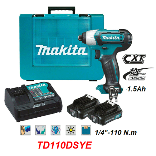  Máy vặn vít động lực dùng pin 12V max Makita TD110DSYE 