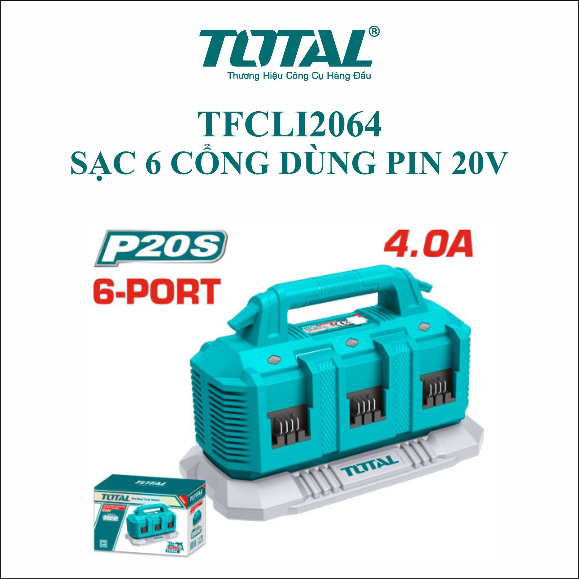  Sạc 6 cổng dùng pin 20V Total TFCLI2064 
