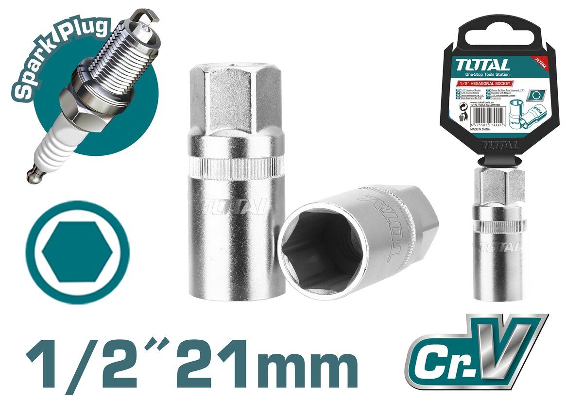  Đầu tuýp lục giác 1/2 Inch x 21mm mở bugi Total THSPS12216 