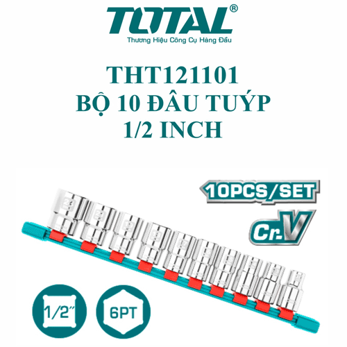  Bộ 10 đầu tuýp 1/2 inch Total THT121101 