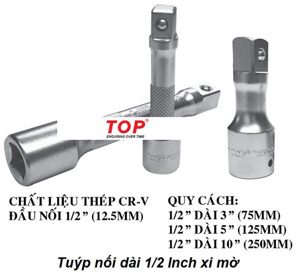  Tuýp nối dài 1/2 Inch dài 3 Inch xi mờ TOP TNXM1203 