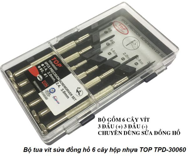  Bộ tua vít sửa đồng hồ 6 cây hộp nhựa TOP TPD-30006 