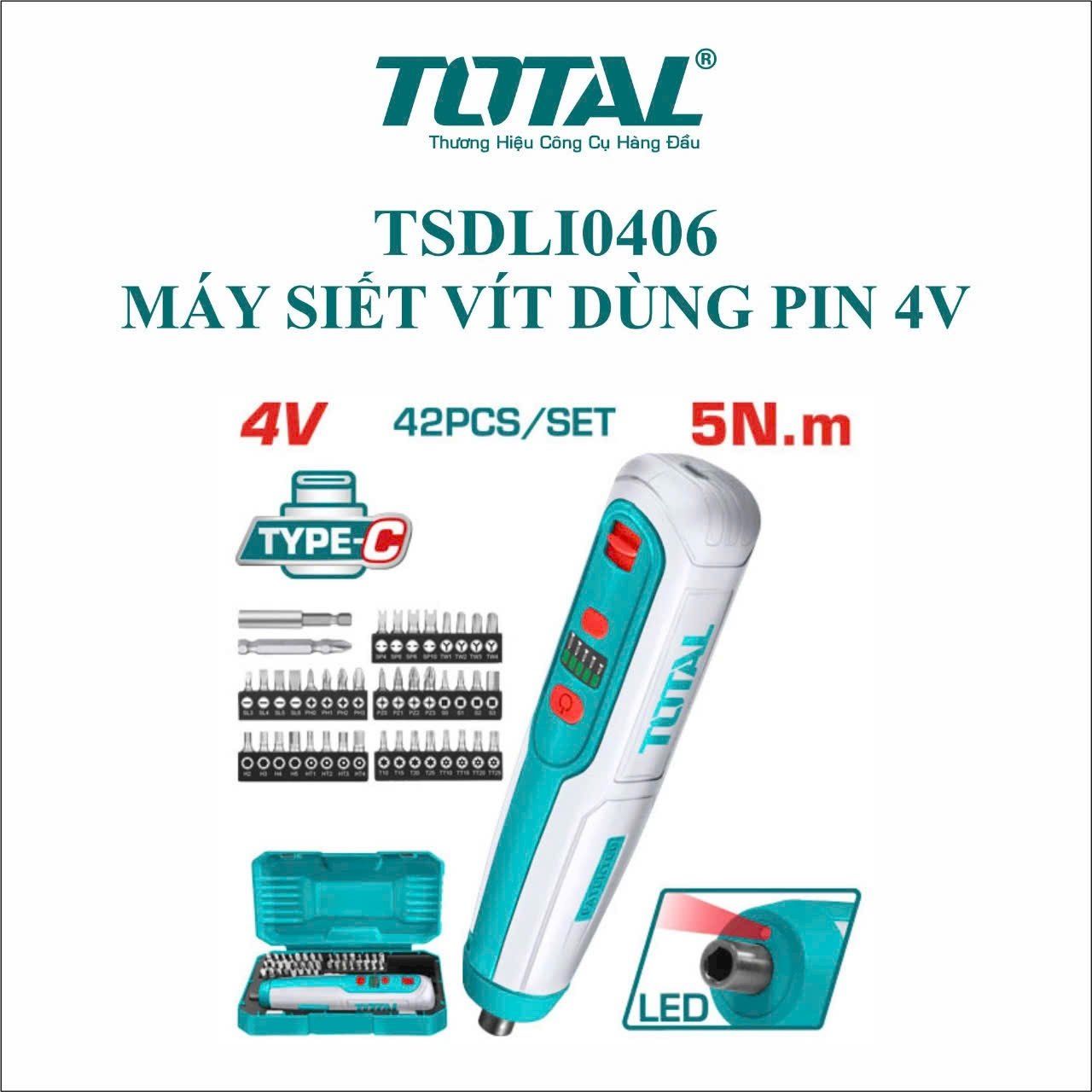  Máy vặn vít dùng pin 4V Total TSDLI0406 