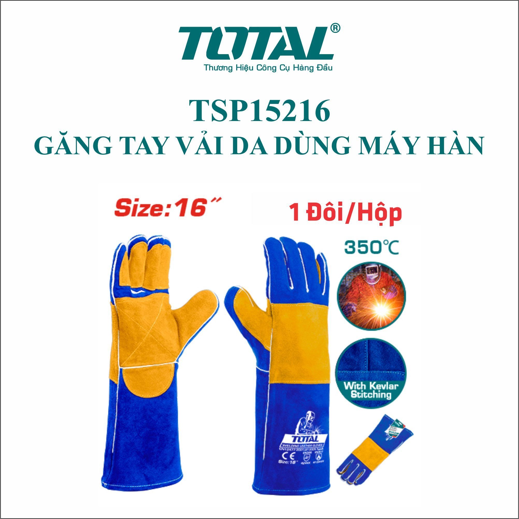  Găng tay vải da dùng máy hàn Total TSP15216 