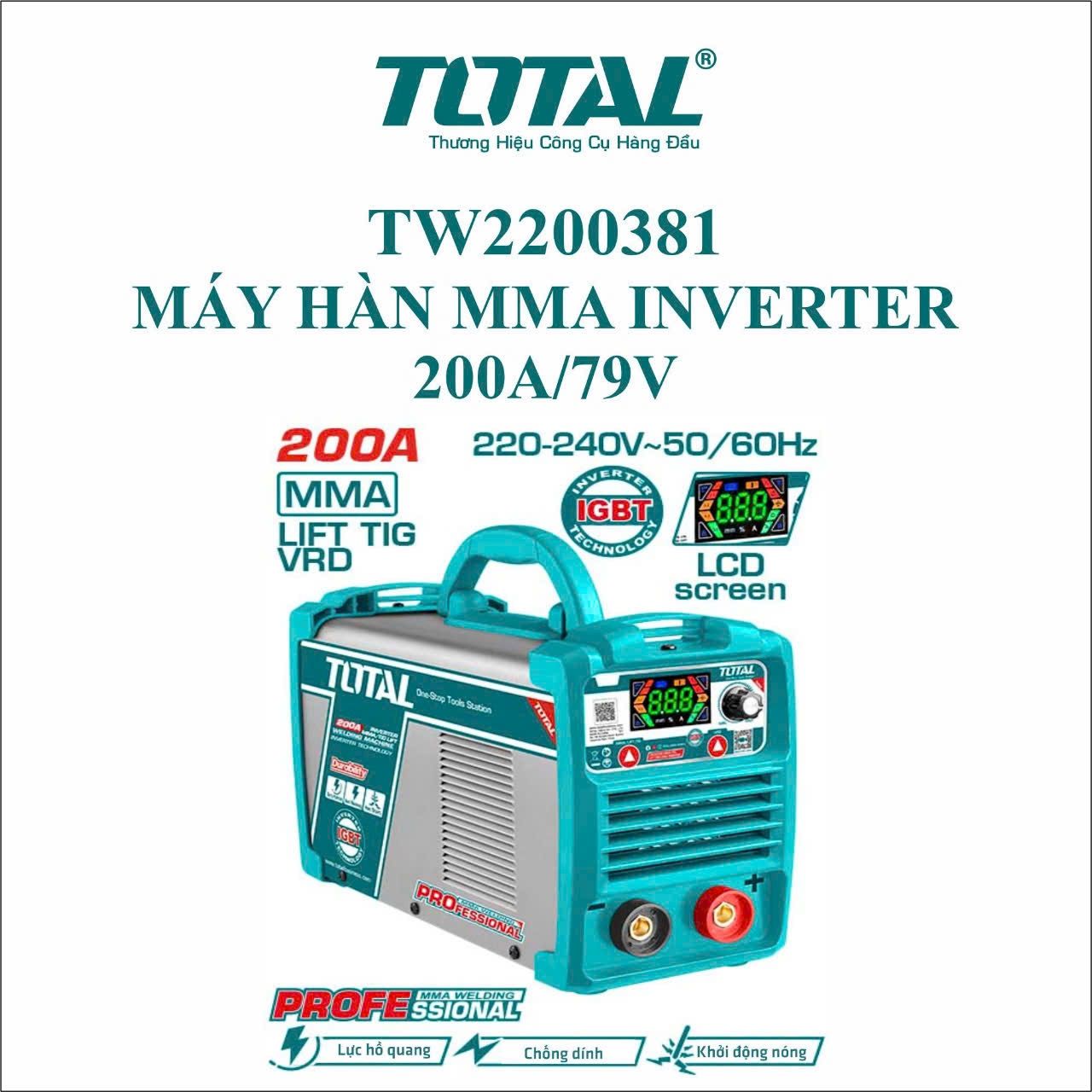  Máy hàn  lift TIG/ MMA Inverter 200A/79V Total TW2200381 