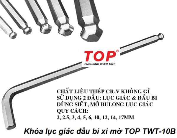  Khóa lục giác đầu bi xi mờ 2mm TOP TWT-10B-2 