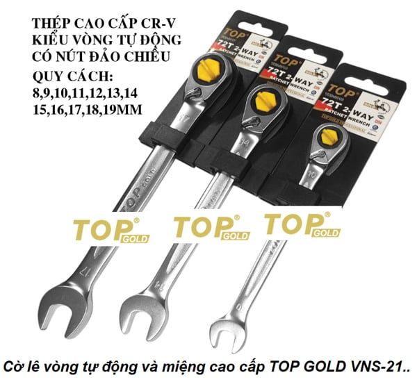  Cờ lê vòng tự động và miệng cao cấp 11mm TOP GOLD VNS-2111 