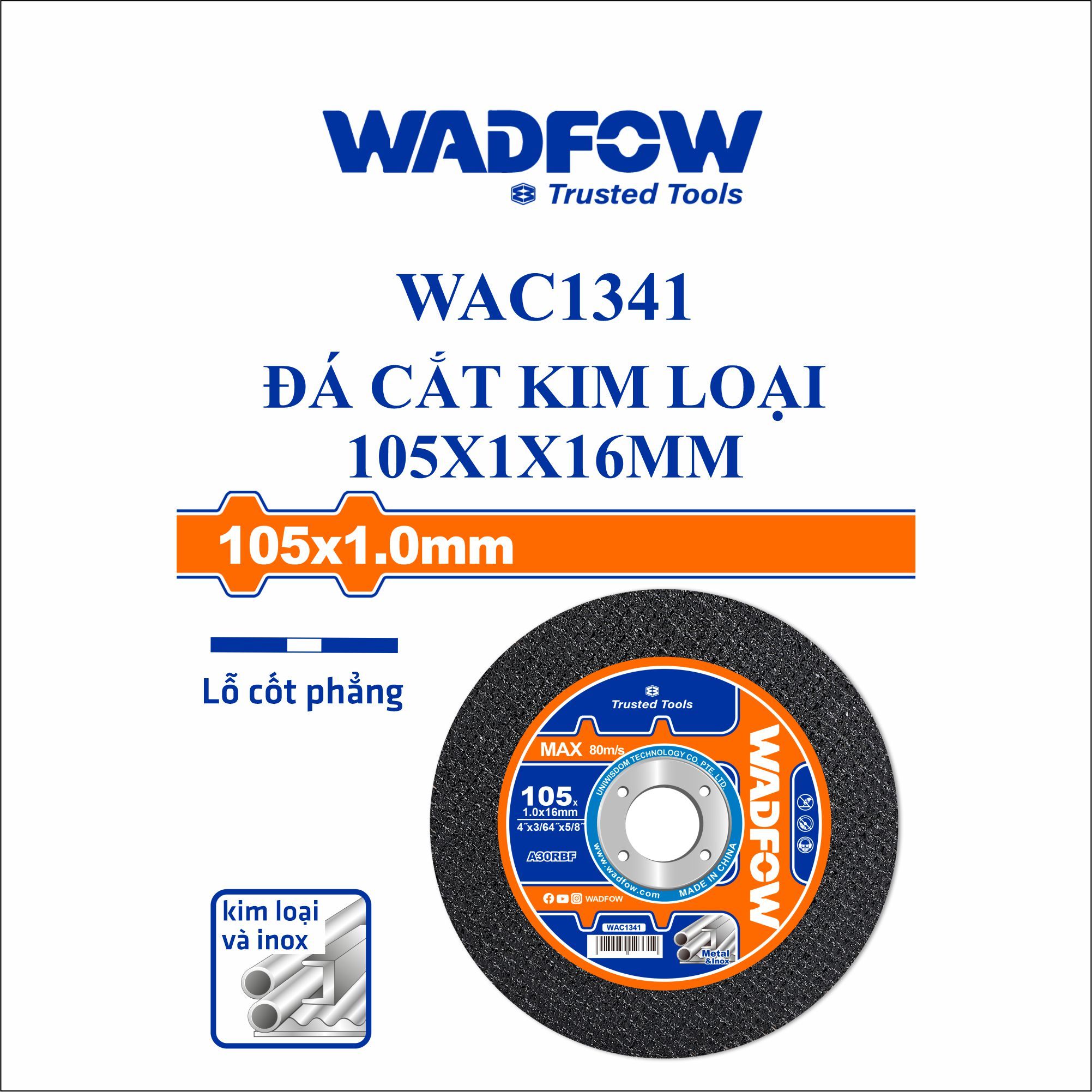  Đá cắt kim loại 105x1x16mm WADFOW WAC1341 