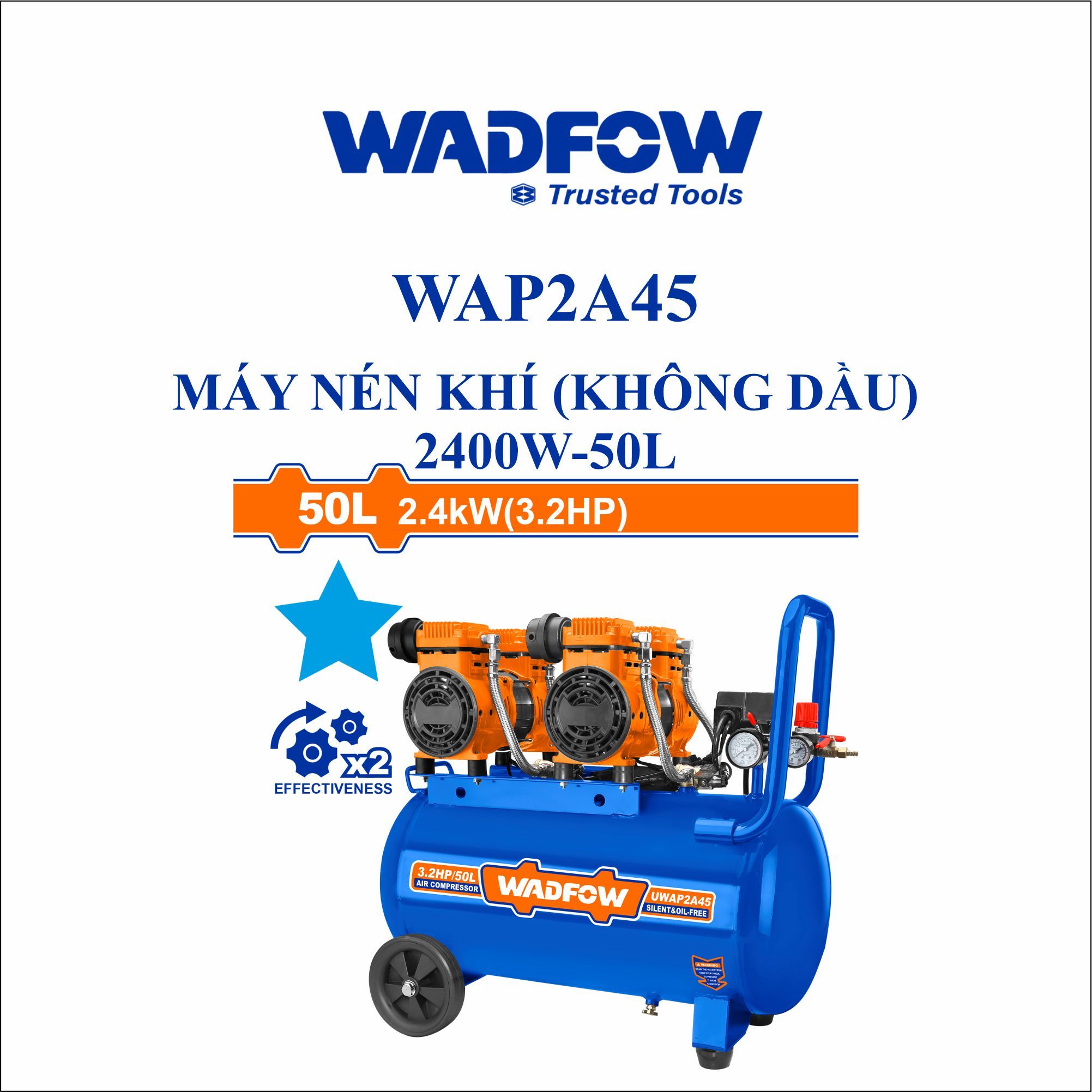  Máy nén khí (không dầu) 2400W-50L WADFOW WAP2A45 