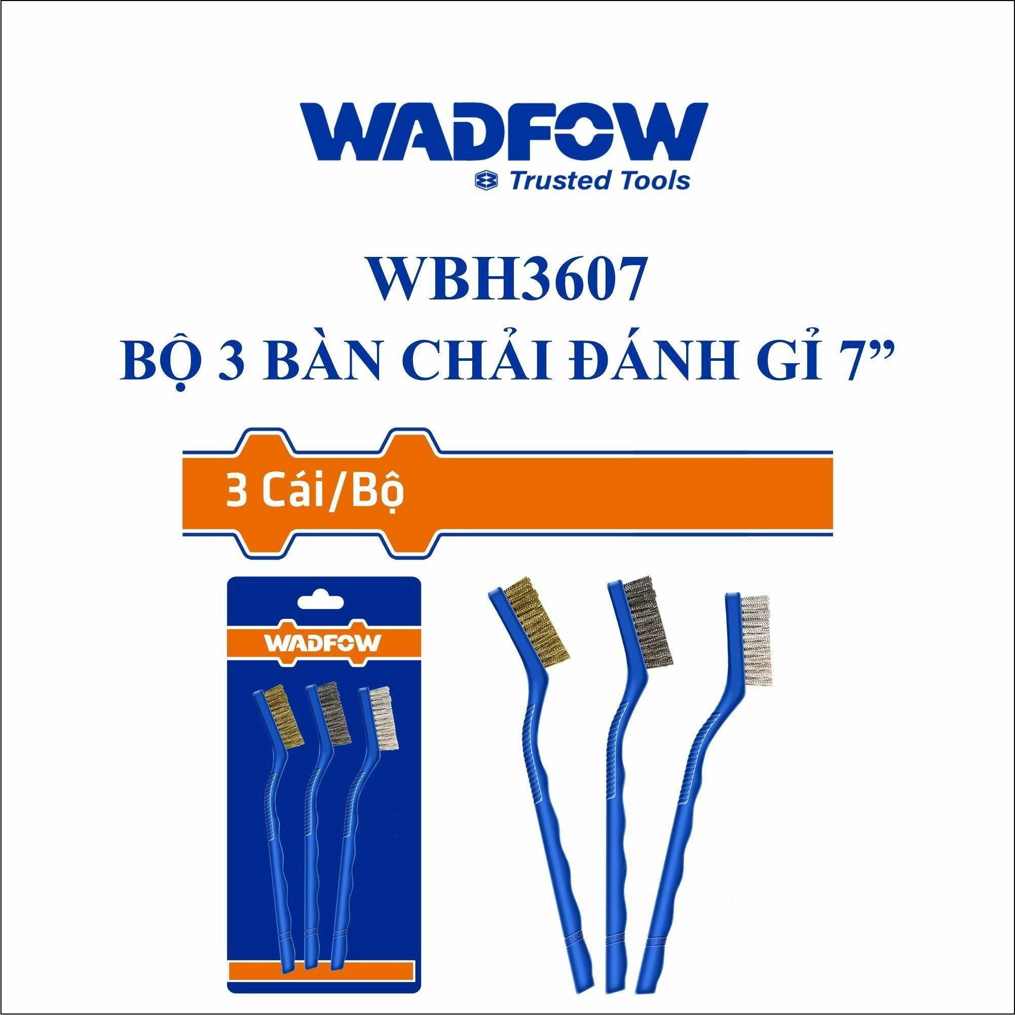  Bộ 3 bàn chải đánh gỉ 7 Inch WADFOW WBH3607 