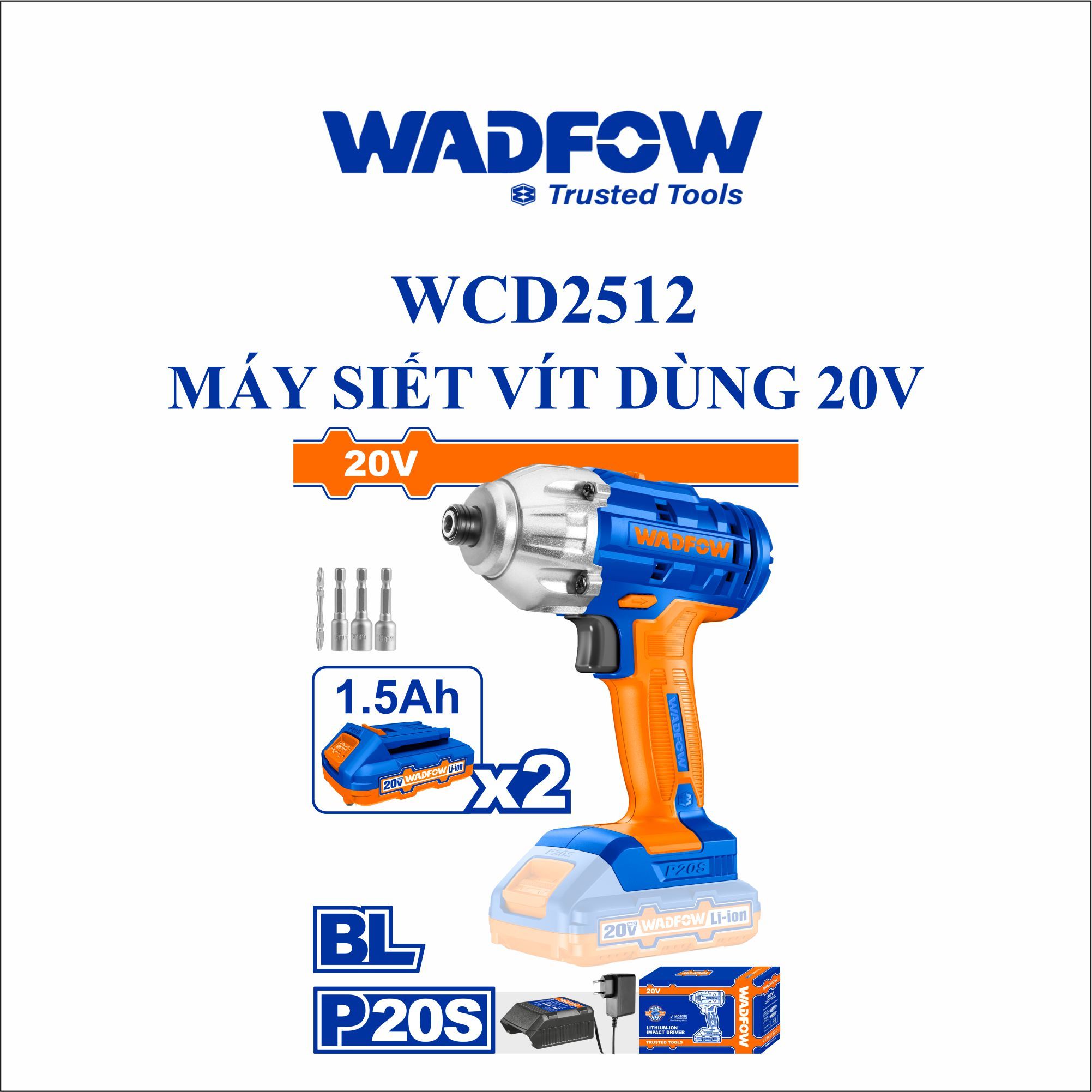  Máy siết vít dùng 20V WADFOW WCD2512 