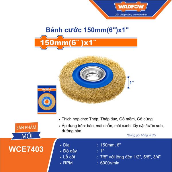  Bánh cước thép mạ đồng 150mm dày 1 inch WADFOW WCE7403 