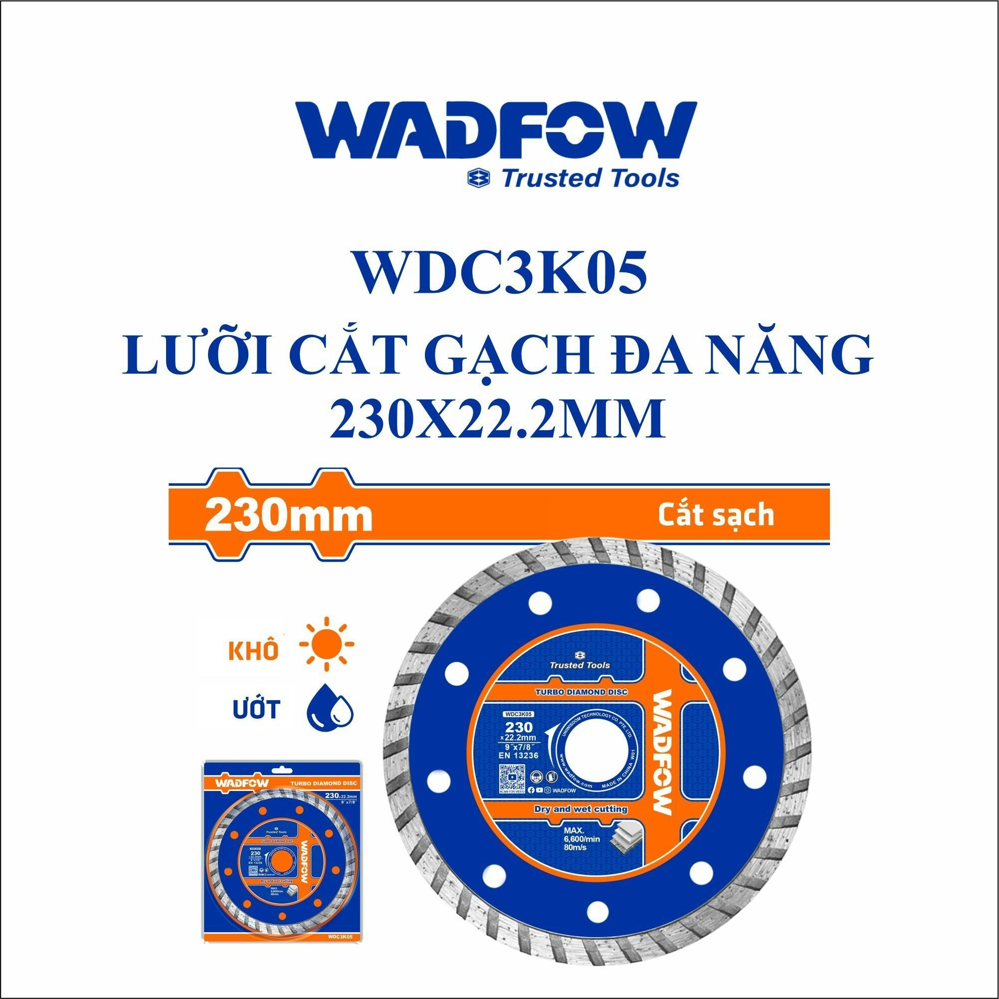  Lưỡi cắt gạch đa năng 230x22.2mm WADFOW WDC3K05 