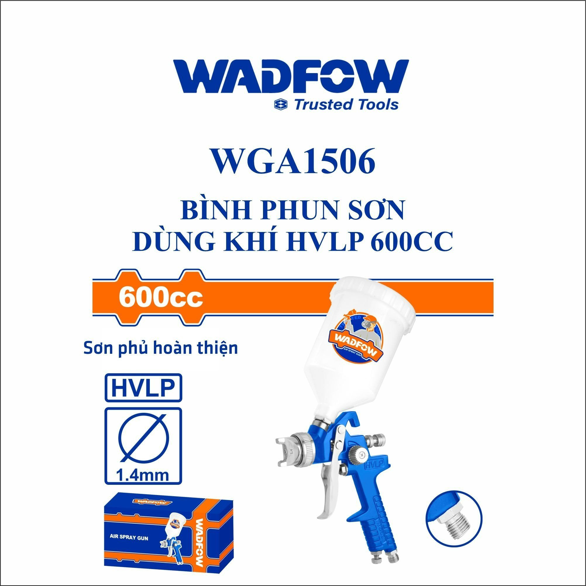  Bình phun sơn dùng hơi  HVLP 600cc WADFOW WGA1506 