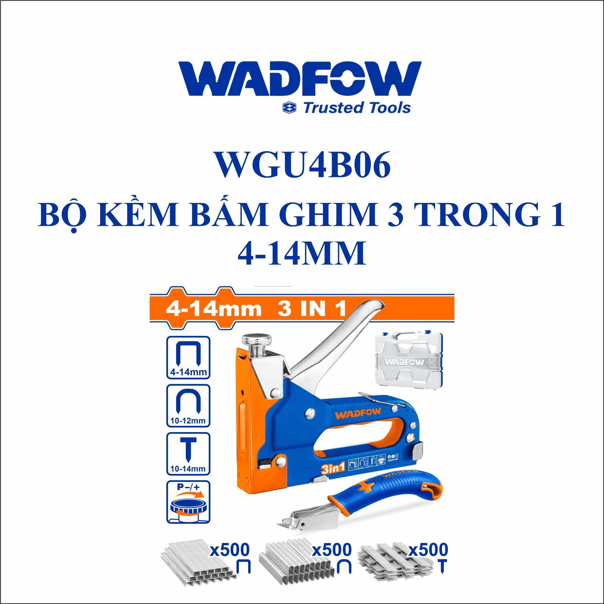  Bộ Kìm bấm ghim 3 trong 1 4-14mm WADFOW WGU4B06 