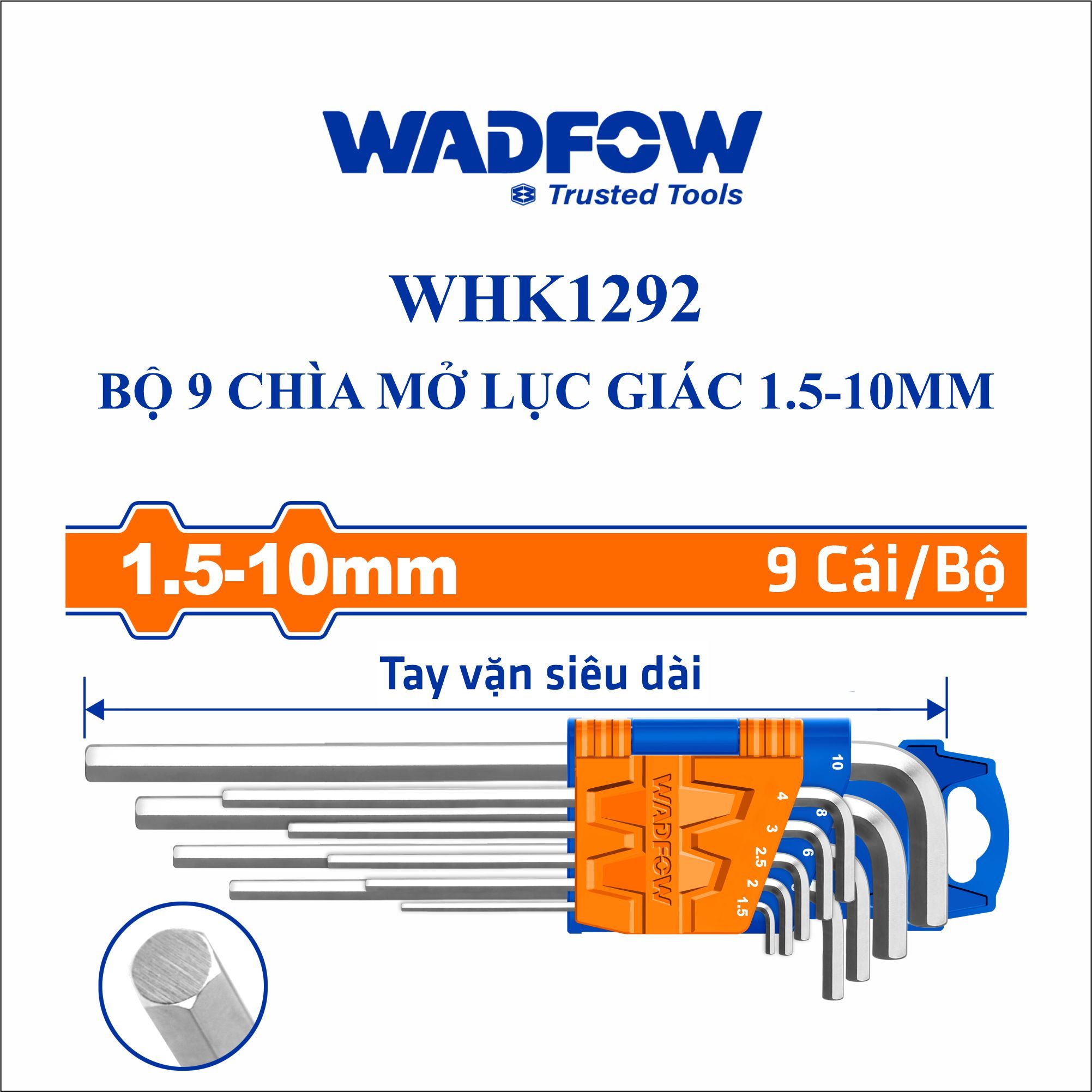  Bộ 9 chìa mở lục giác 1.5-10mm WADFOW WHK1292 