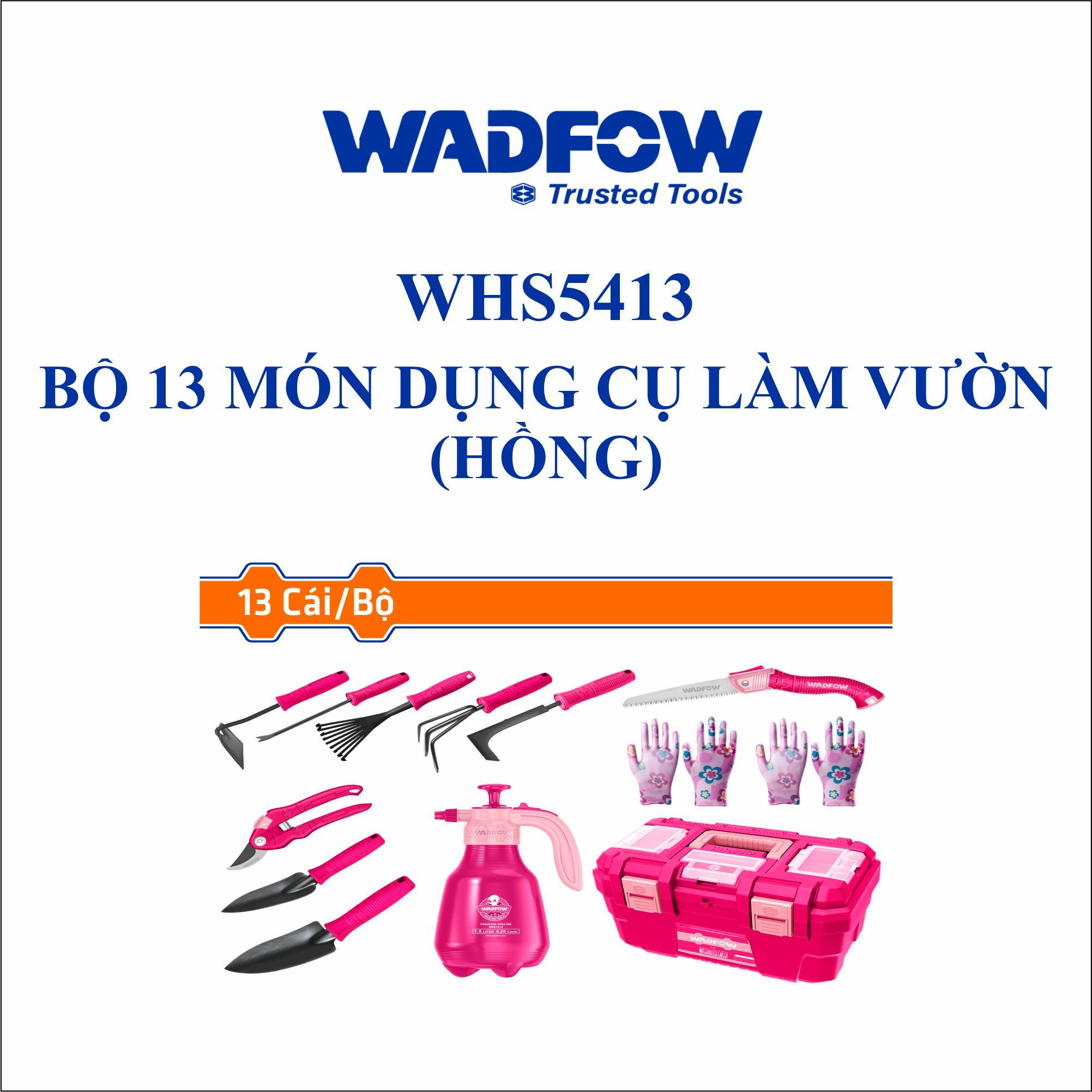  Bộ 13 món dụng cụ làm vườn (hồng) WADFOW WHS5413 