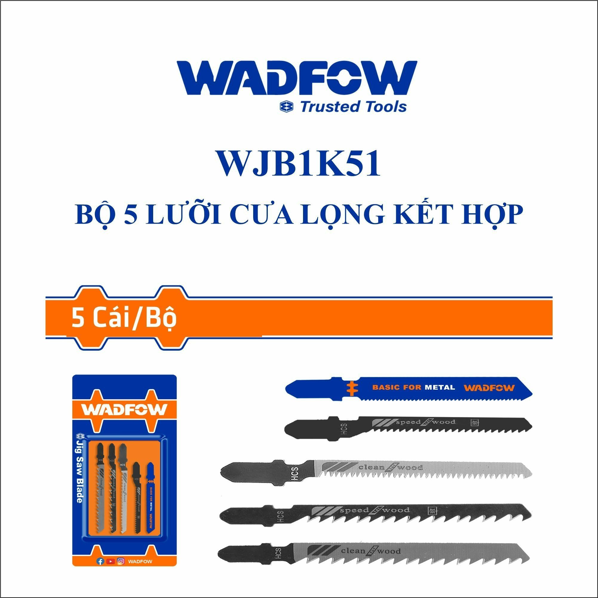  Bộ 5 lưỡi cưa lọng kết hợp WADFOW WJB1K51 