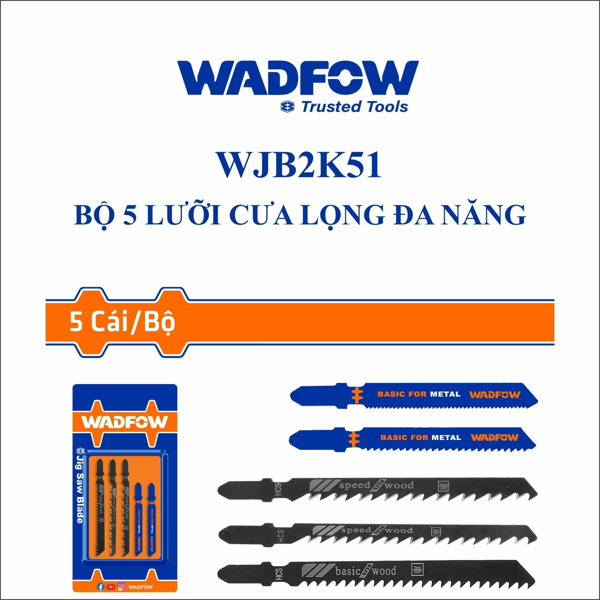  Bộ 5 lưỡi cưa lọng đa năng WADFOW WJB2K51 