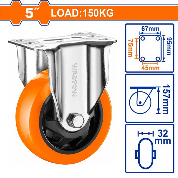  Bánh xe cố định bằng nhựa PU 5 inch WADFOW WJL2351 