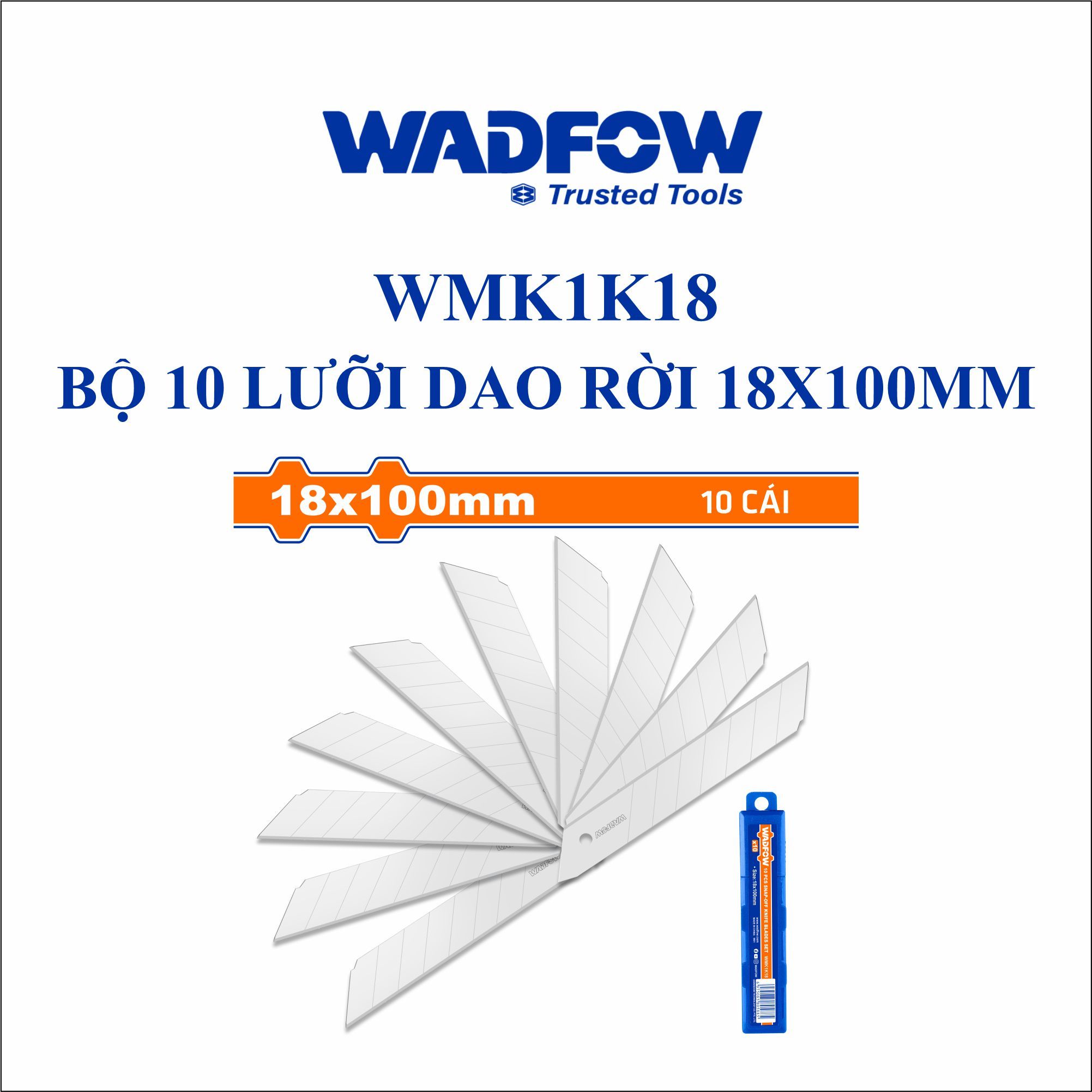  Bộ 10 lưỡi dao rời 18x100mm WADFOW WMK1K18 