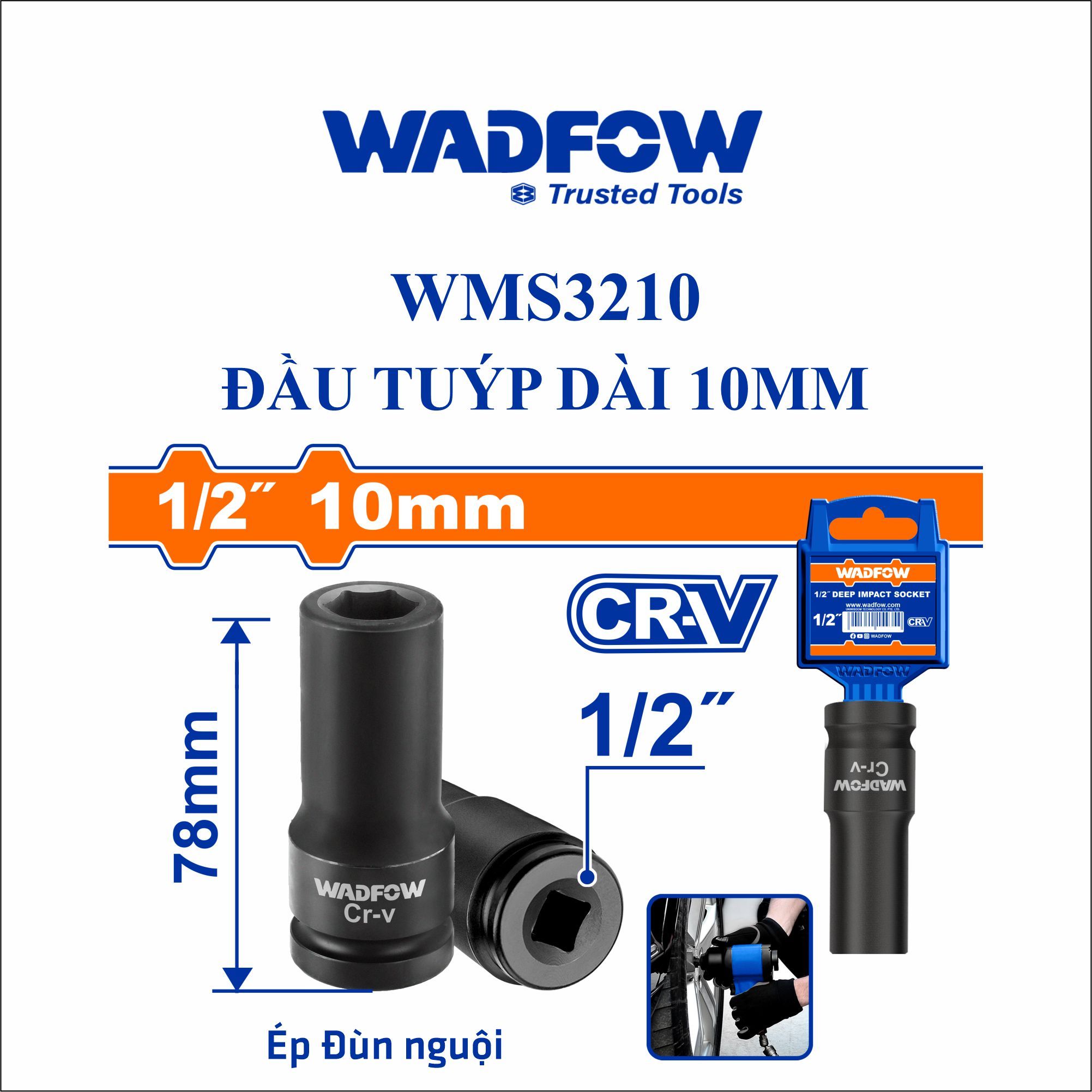  Đầu tuýp dài 10mm WADFOW WMS3210 