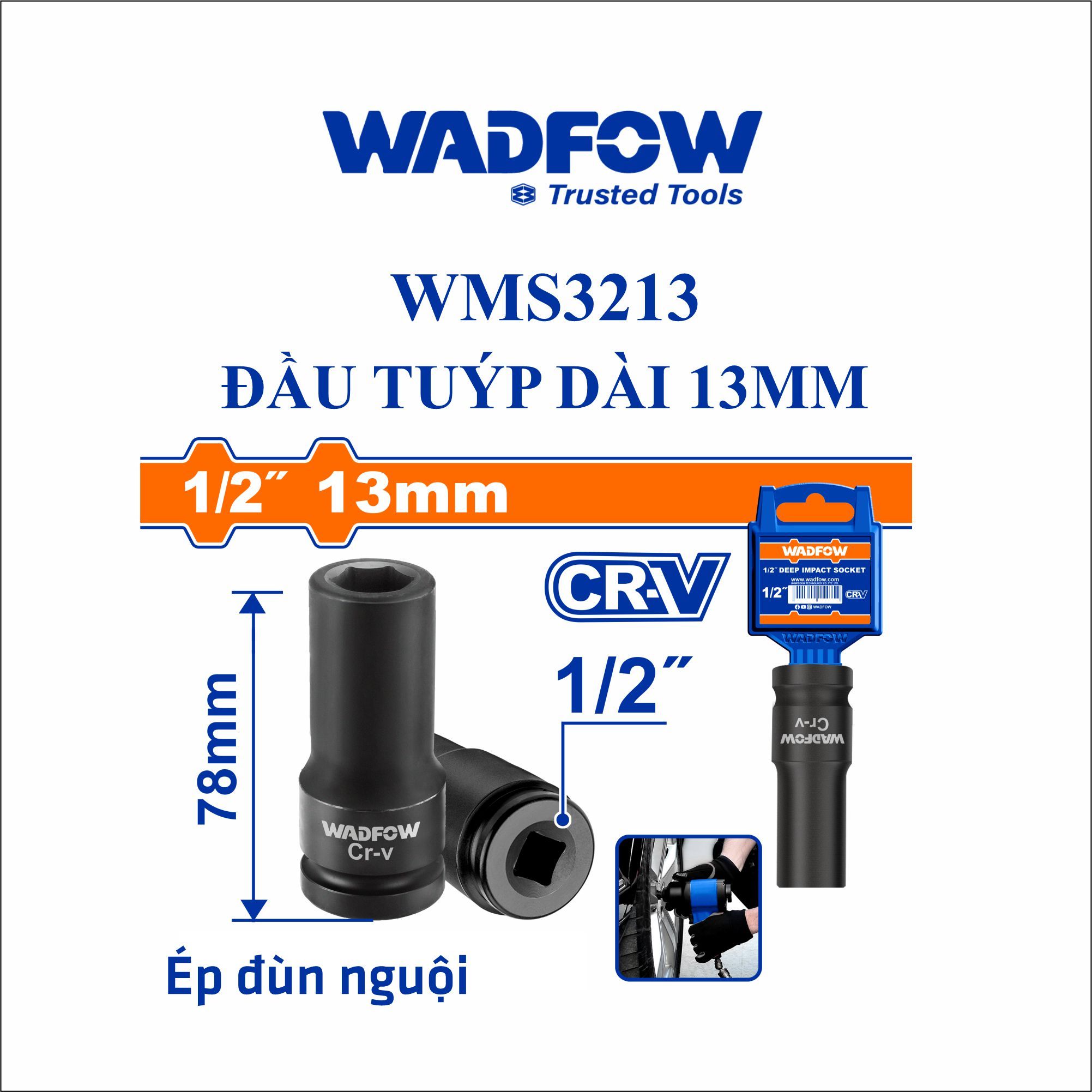  Đầu tuýp dài 13mm WADFOW WMS3213 