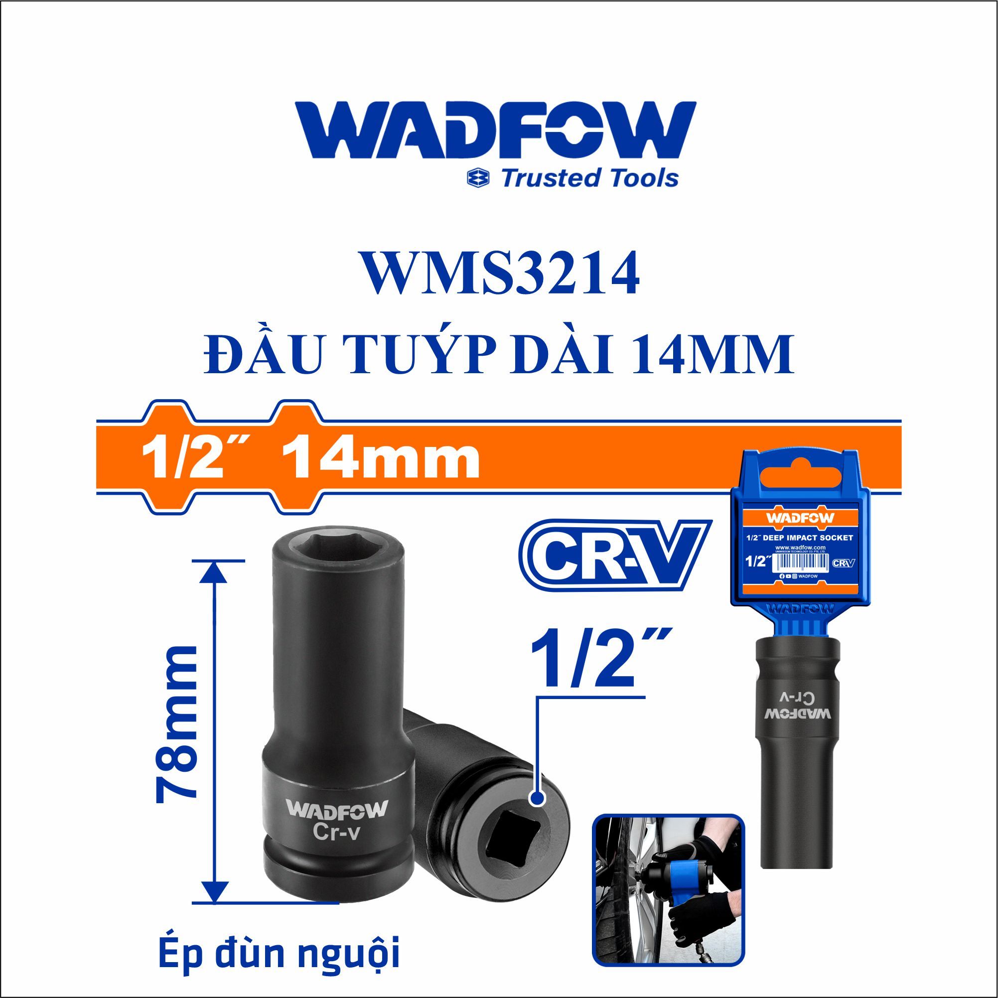  Đầu tuýp dài 14mm WADFOW WMS3214 