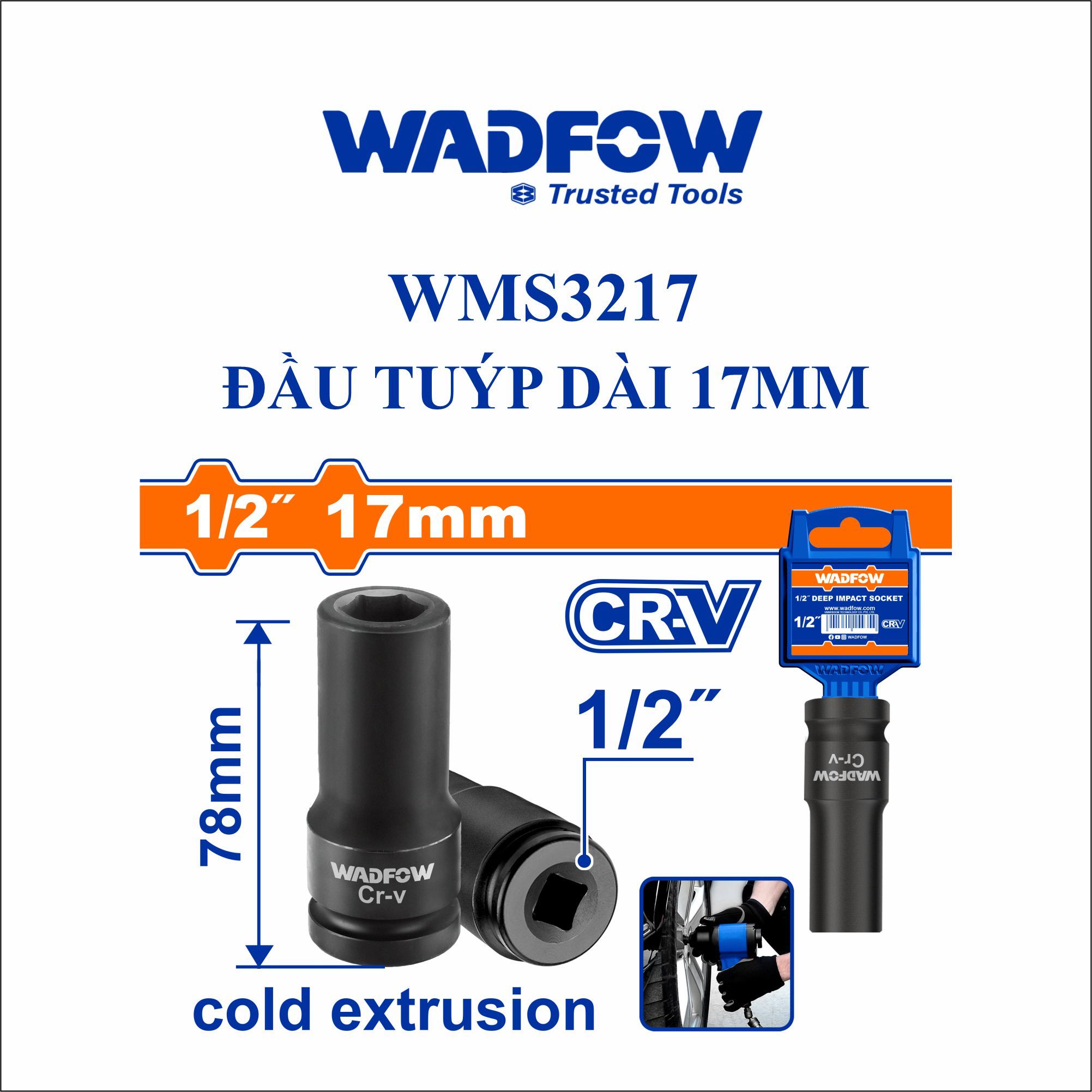 Đầu tuýp dài 17mm WADFOW WMS3217 