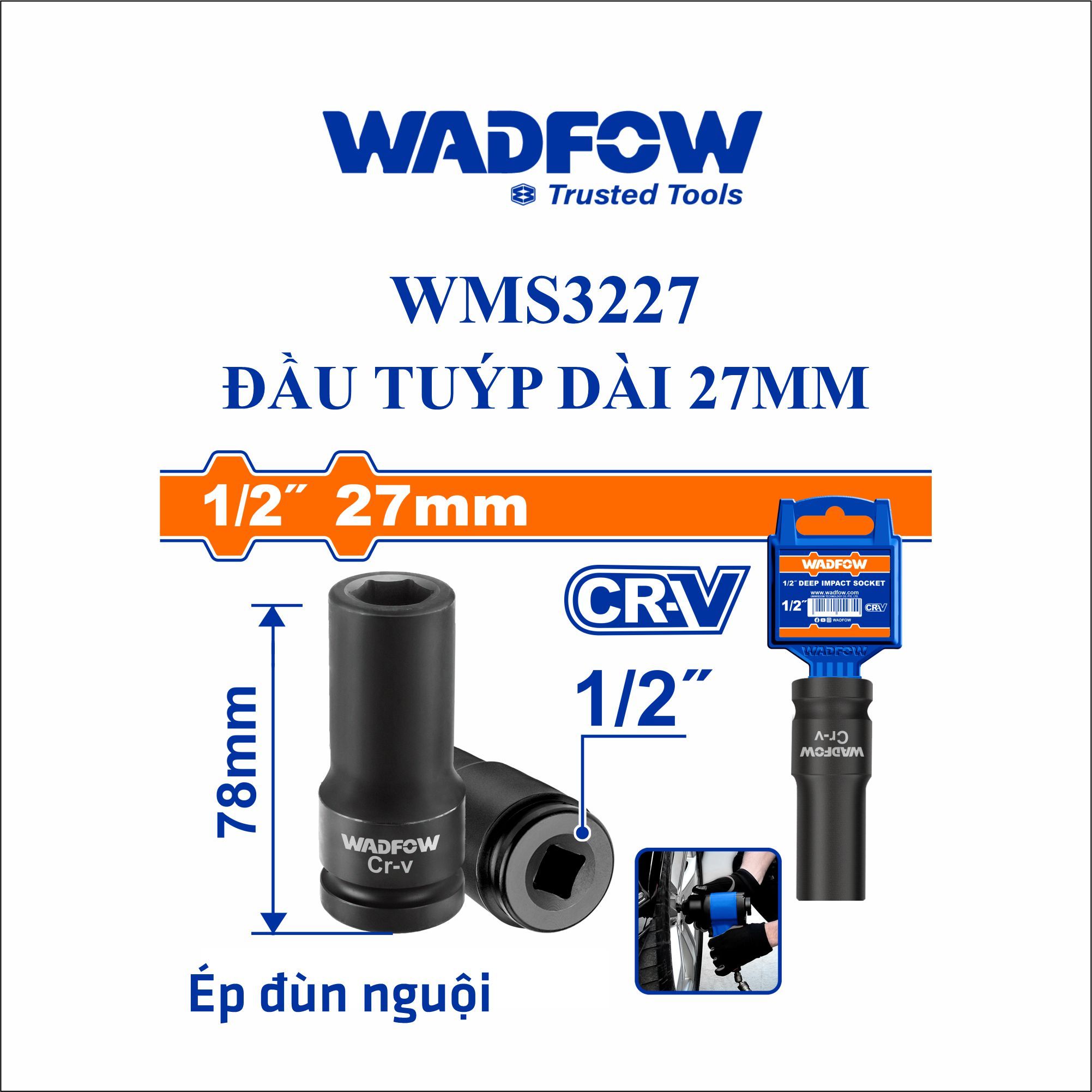  Đầu tuýp dài 27mm WADFOW WMS3227 