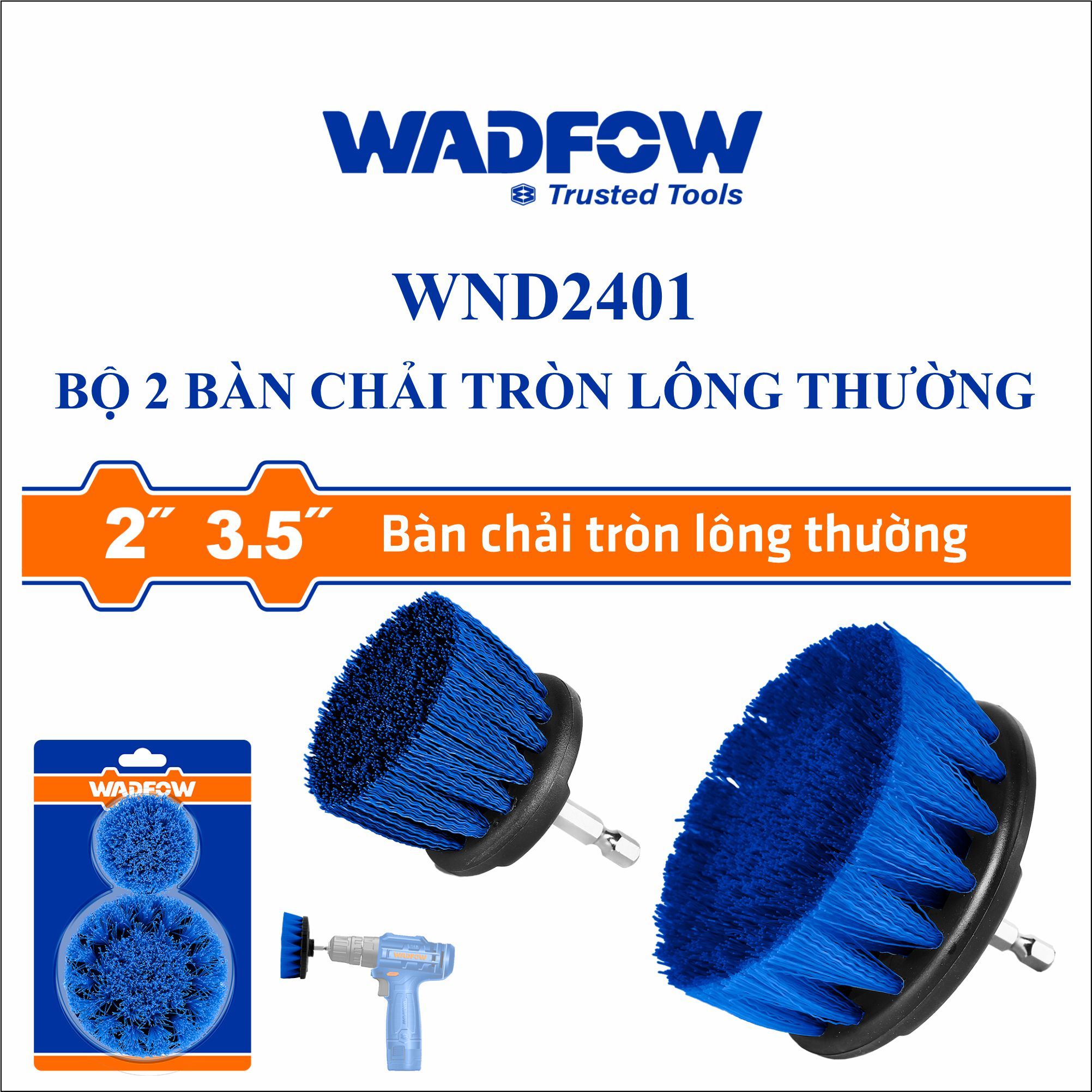  Bộ 2 bàn chải tròn lông thường WADFOW WND2401 