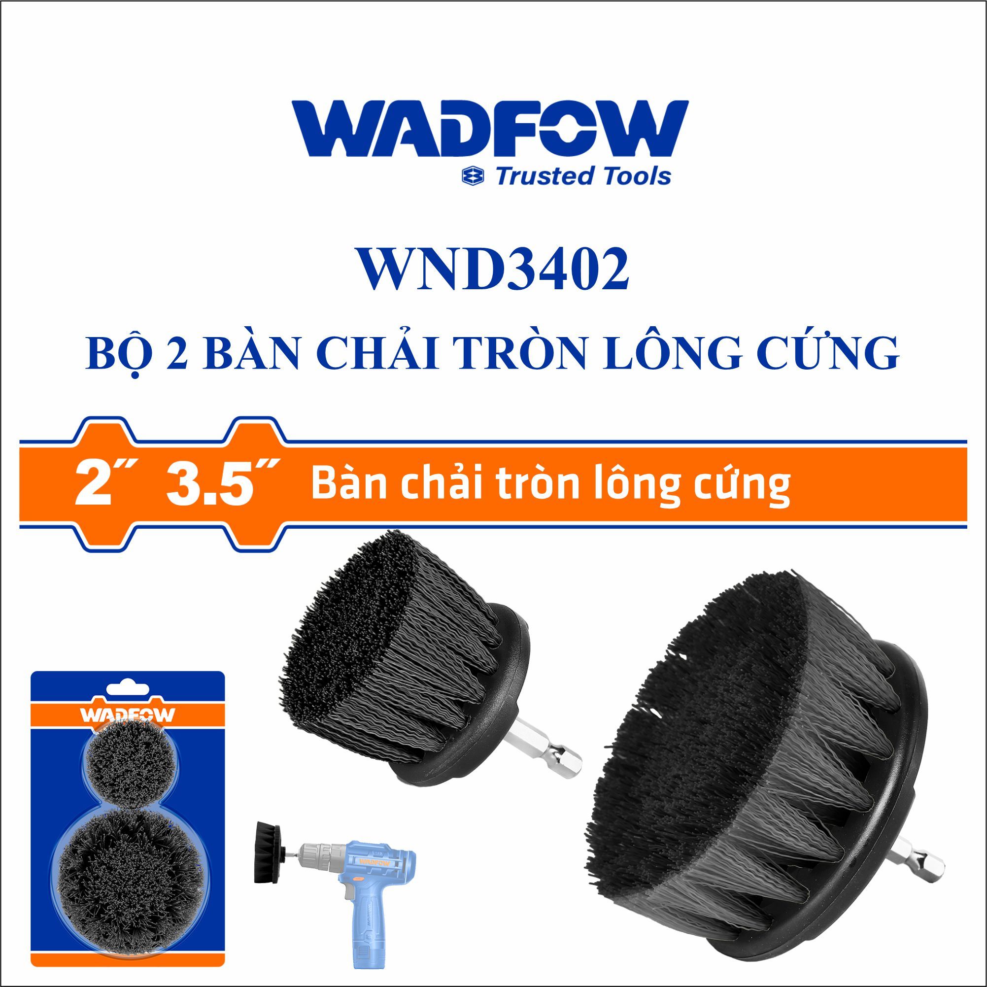  Bộ 2 bàn chải tròn lông cứng WADFOW WND3402 