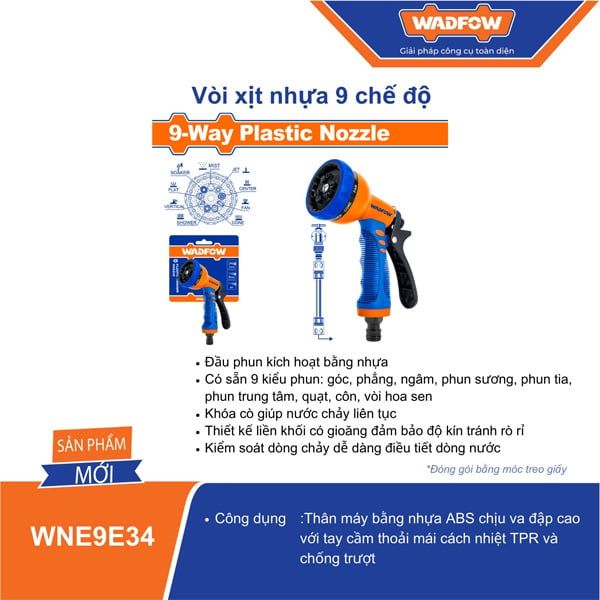  Vòi xịt nước 9 chế độ WADFOW WNE9E34 