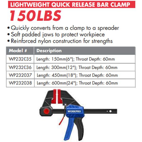  Kẹp gỗ mini 150mm chữ F Workpro WP232035 