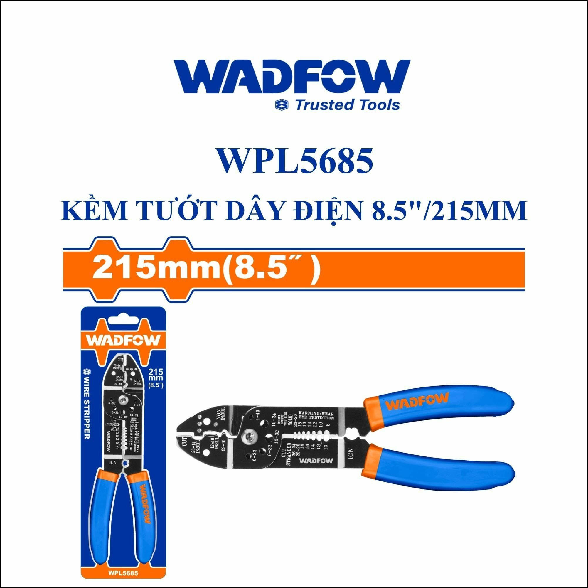  Kìm tuốt dây điện 8.5 Inch/215mm WADFOW WPL5685 