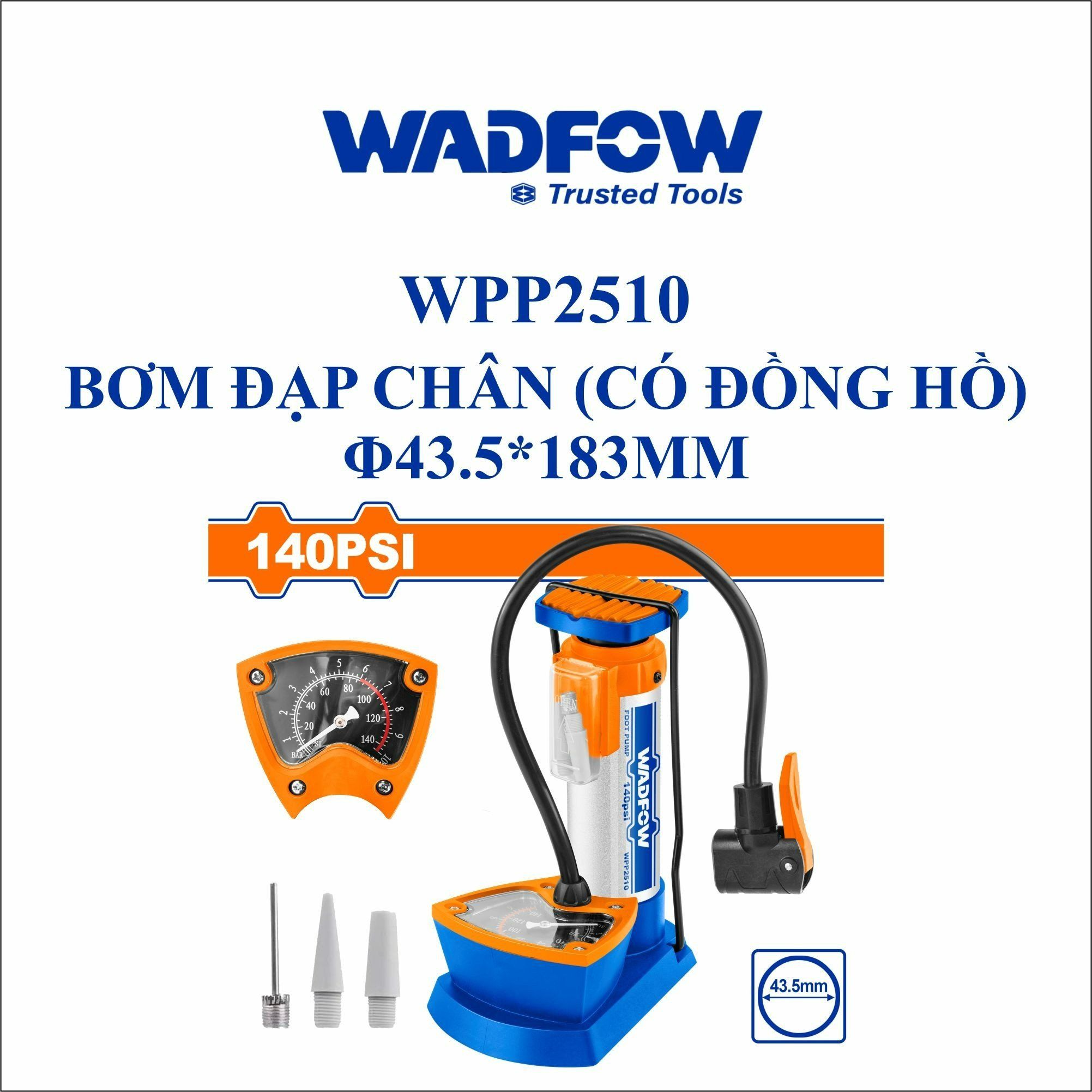  Bơm đạp chân φ43.5*183mm  WADFOW WPP2510 