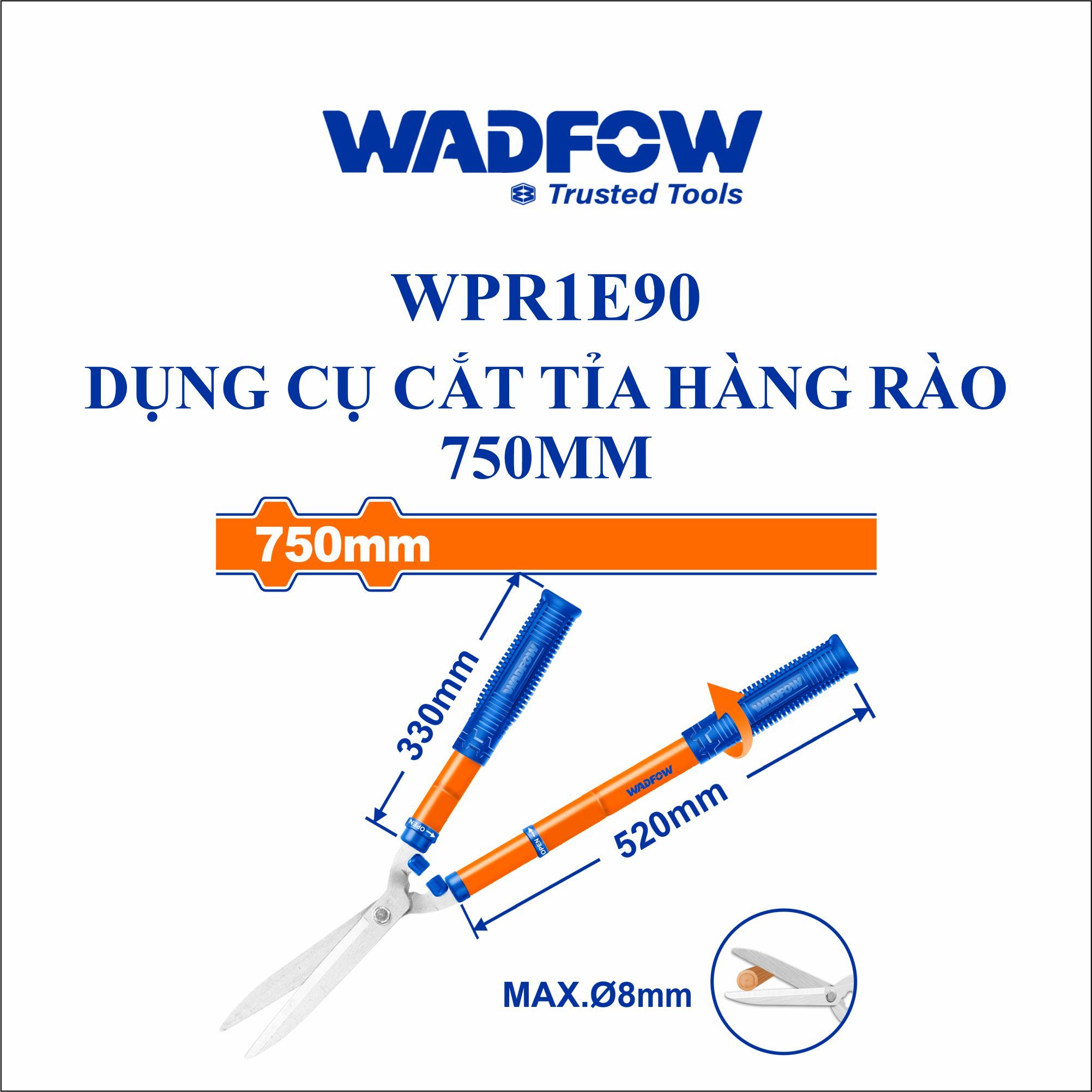  Dụng cụ cắt tỉa hàng rào 750mm WADFOW WPR1E90 