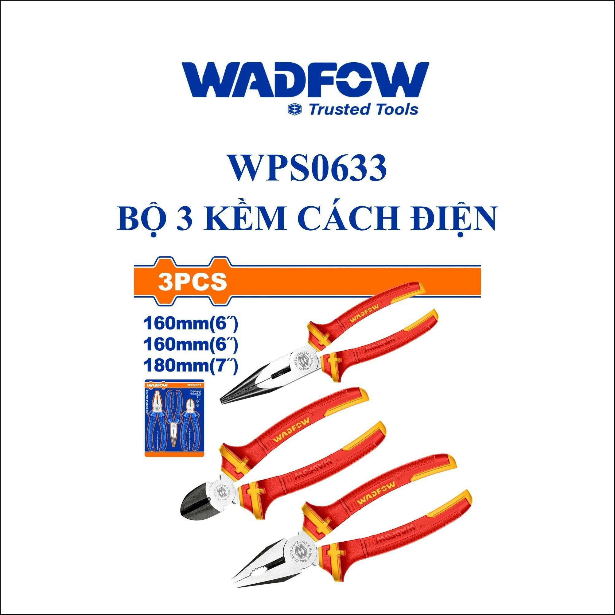  Bộ 3 Kìm cách điện WADFOW WPS0633 