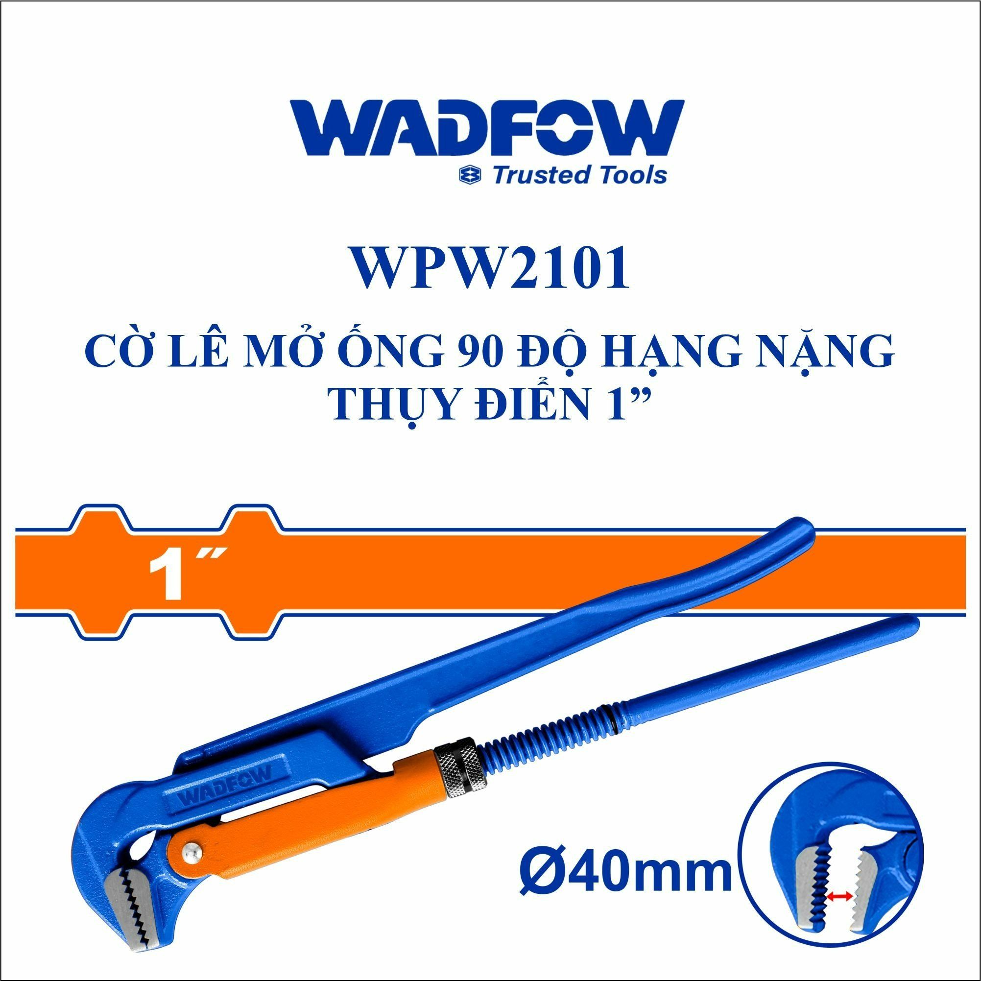  Cờ lê mở ống 90 độ hạng nặng Thụy Điển 1 Inch WADFOW WPW2101 