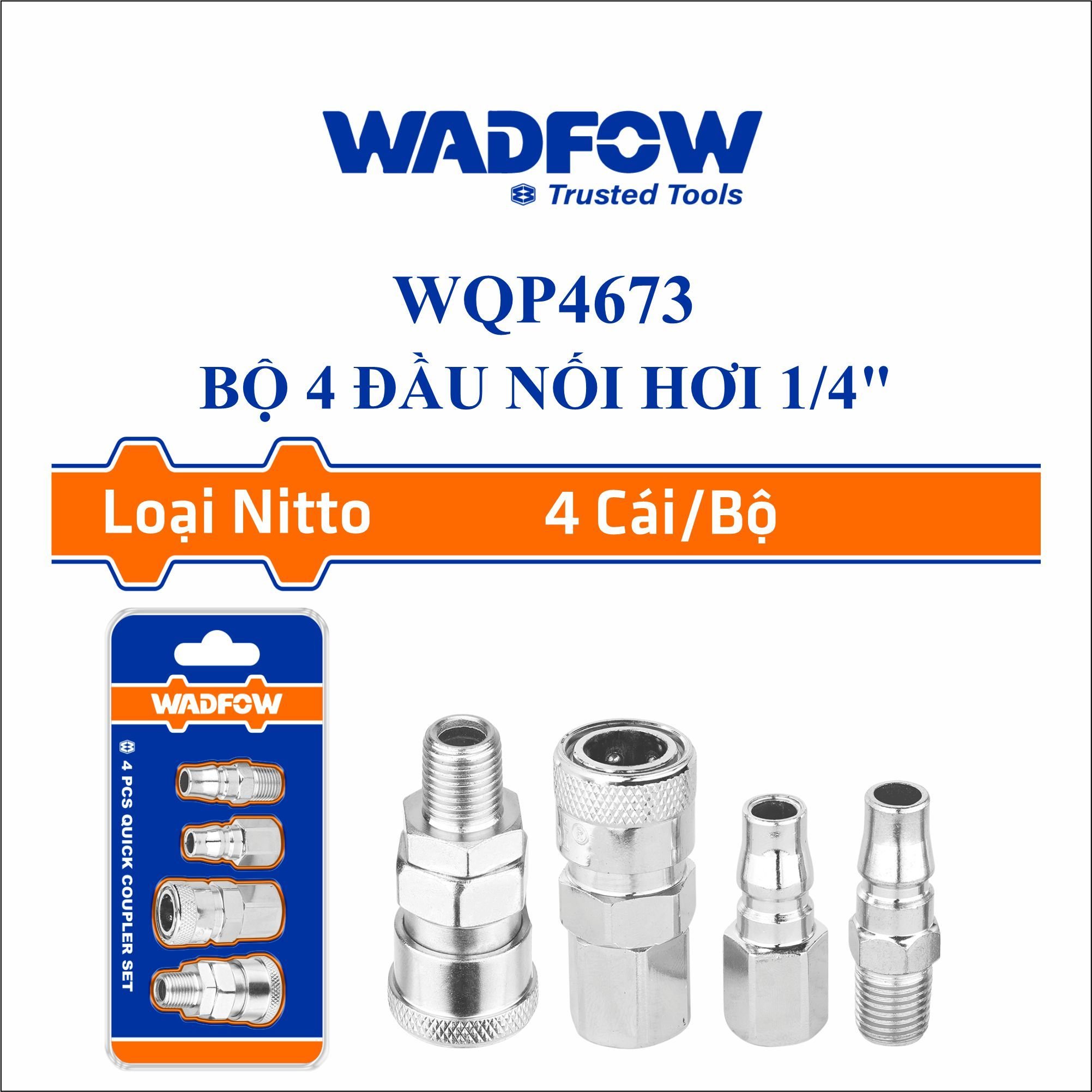  Bộ 4 đầu nối hơi 1/4 Inch WADFOW WQP4673 